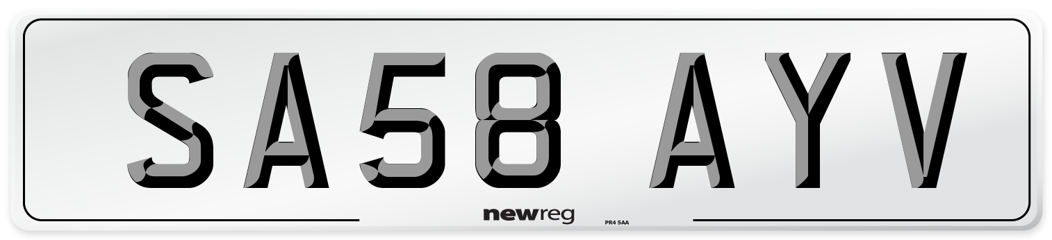 SA58 AYV Number Plate from New Reg
